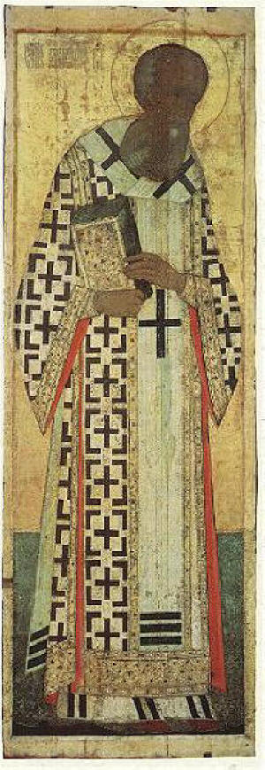 Григорий Богослов. Икона от  Андрей Рубльов от деисусния чин на иконостаса в Успенския собор във Владимир. Източник: voskres.ru