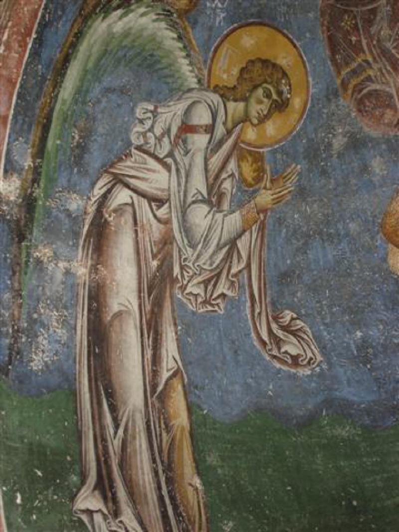 Св. архангел Гавриил. Стенопис от XII в. в църквата "Св. великомъченик Георги Победоносец" в с. Курбиново, край Преспа, дн. реп. Македония