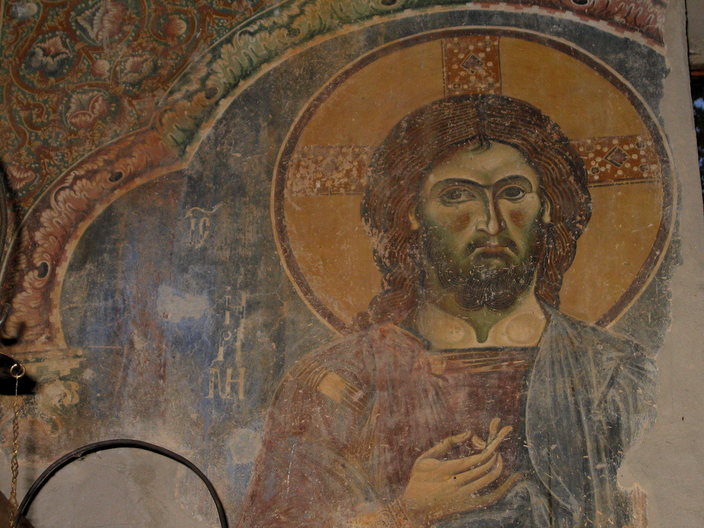 Иисус Христос. Детайл от стенопис в църквата 