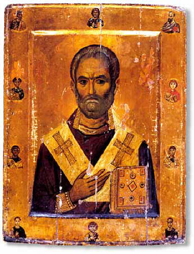 Св. Николай. Икона от 10 в., манастира "Св. Екатерина" в Синай. Източник: all-photo.ru